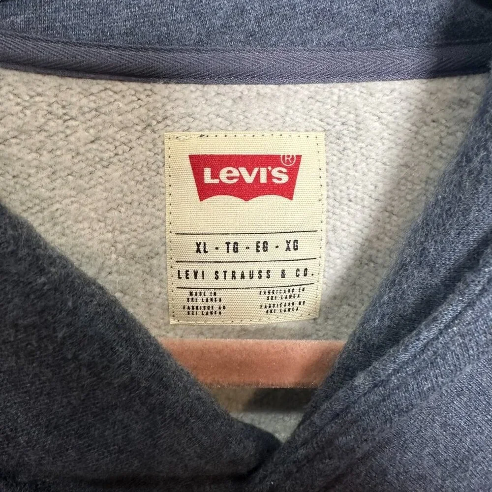 Levi's Mens Pullover Sweatshirt Jacket Size XL Blue Collar Button Pocket
